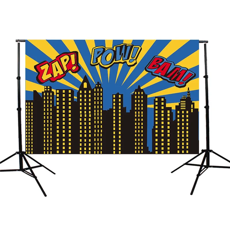 7x5ft Vinyl Photography Background Superhero Theme Buildings For Studio Photo Props Photographic Backdrops cloth 2 1x