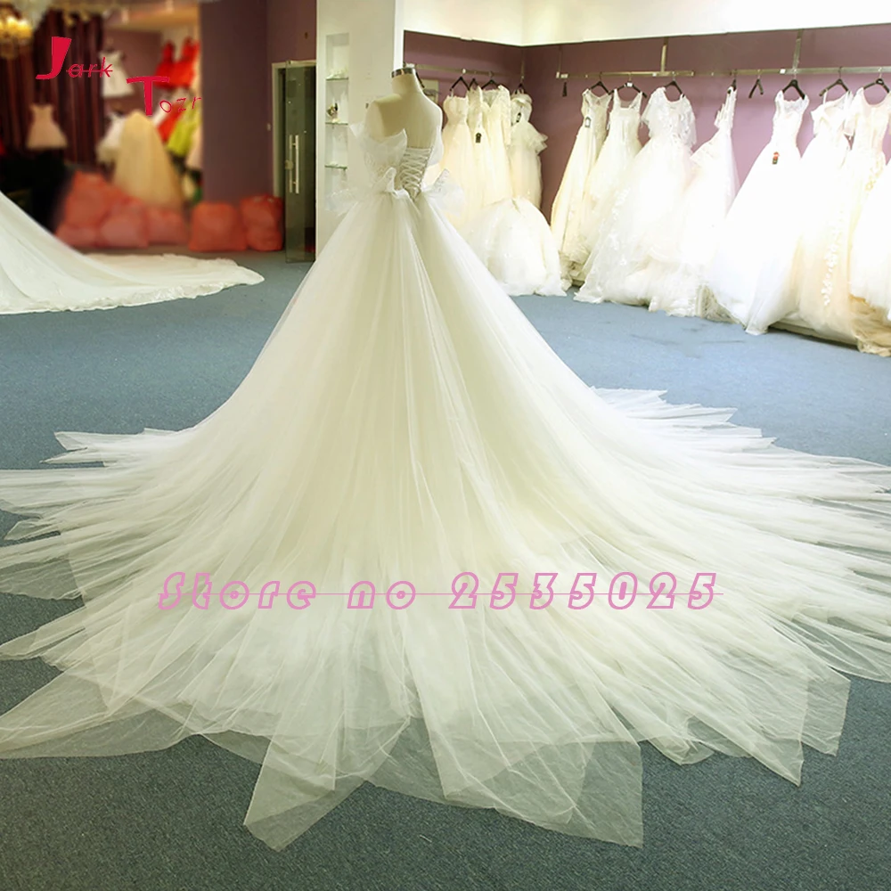 Robe Mariage простой цвета слоновой кости Тюль бальное платье Свадебные платья 2019 Vestido de Noiva Princesa без лямок с аппликациями Лиф Свадебное