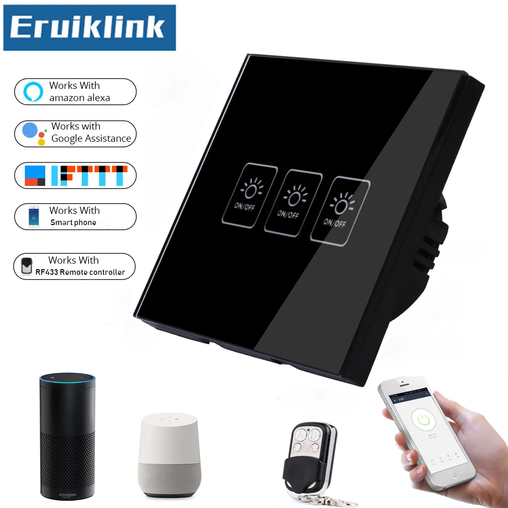 

EU/UK Standard Wall Wifi Light Switch,Tuya APP/RF433/Touch Remote Control Switch With Amazon Alexa Google for Smart Home