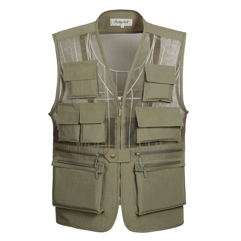 Mens Vest Military Tactical Quick Dry Thin Vest Sleeveless Waistcoat Loose Multi-pockets Breathable Photography Hunter Work Vest