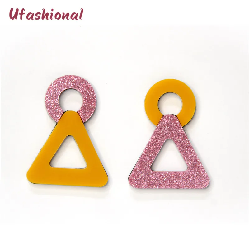 

Romantic European Bijoux Joyas Stud Earrings Brincos Perfume Feminino Women Jewelry Acrylic Ornament Triangle Long Big Earring