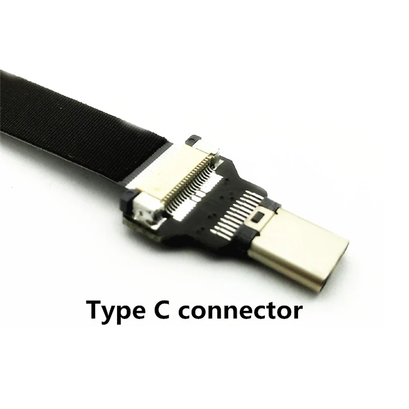 5 см ~ 100 тонкий ультра FFC USB данных Гибкий плоский кабель Micro вверх под углом к Type C