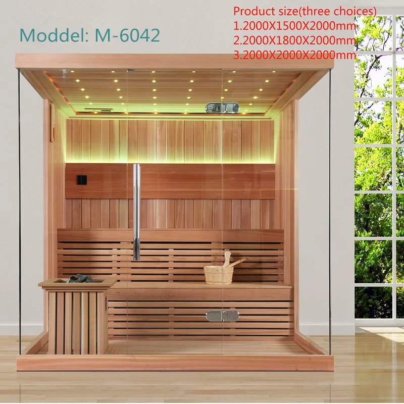 

2X2 Meter 2019 new Fashion Luxury indoor dry sauna room Canadian cedar wood Material 2-4 person M-6042