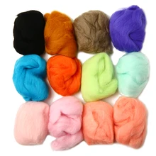 Laine à aiguille 12 couleurs pour bricolage | Fiber de laine à aiguille, Roving feutrage à la main, poupée amusante, couture, feutre laine brute 5g/sac