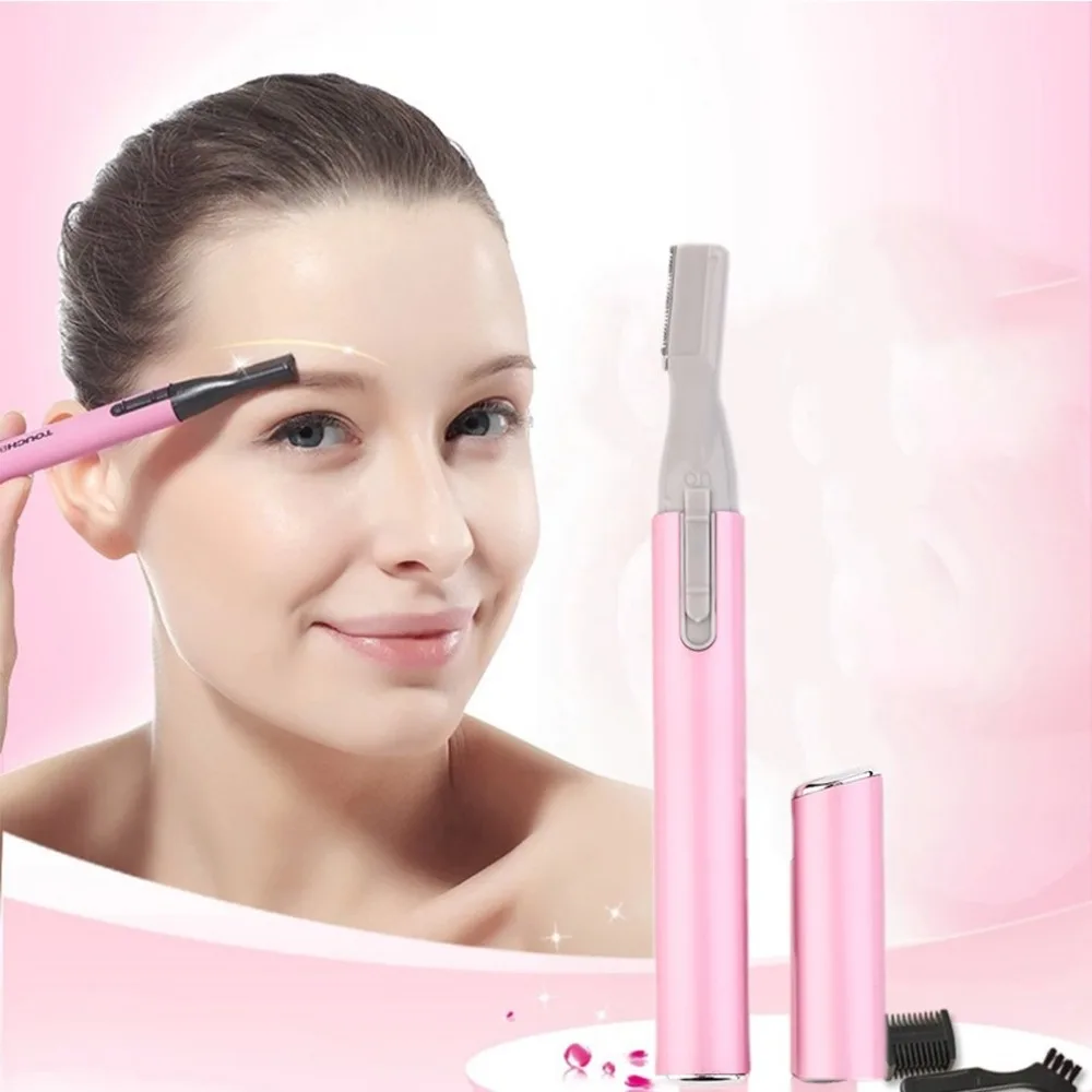 Женский пластиковый розовый электрический триммер для бровей, Женская бритва для ног, Корректирующее устройство для бровей, мини-инструмент для удаления волос