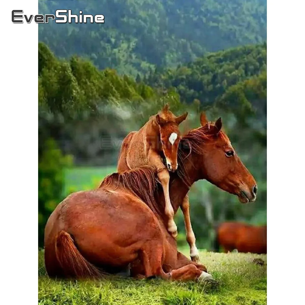 EverShine DIY Бриллиантовая мозаика в виде лошади Алмазная животные картина из страз