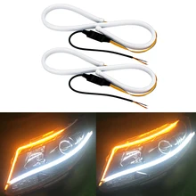 

60cm Led DRL Day Light White Flowing Yellow Daytime Running Lamps For BMW E46 E39 E53 E60 E90 VW Mercedes Benz Honda Ford Car