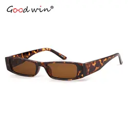 Хорошая победа Леопардовый женские ретро очки прямоугольник небольшой прозрачный UV400 объектив солнцезащитные очки для женщин женские