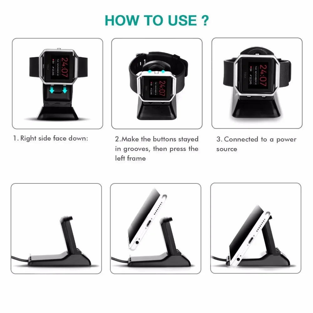 Ktab Fitbit Blaze зарядное устройство Подставка для зарядки док станция аксессуары с