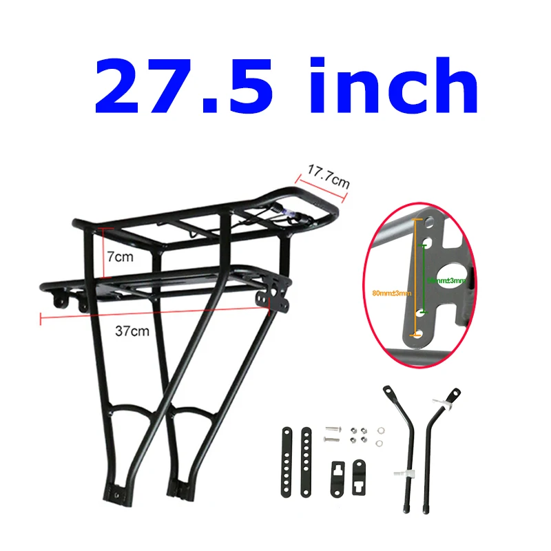 20/24 26 дюймов 700C/28 велосипедная задняя стойка двухслойная электрическая велосипедная переноска для аккумулятора багажные аксессуары для велосипедной стойки - Цвет: 27.5 Inch Black