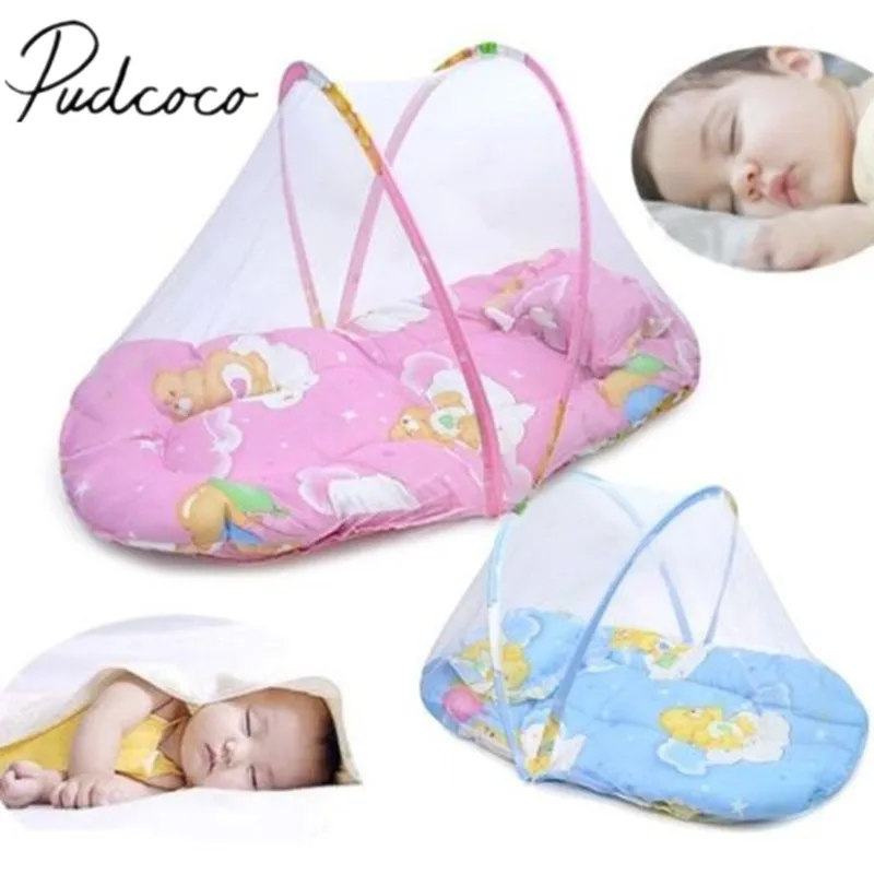 

2018 Brand New Portable Foldable Baby Kids Infant Bed Dot Zipper Mosquito Net Tent Crib Sleeping Cushion collapsible portable