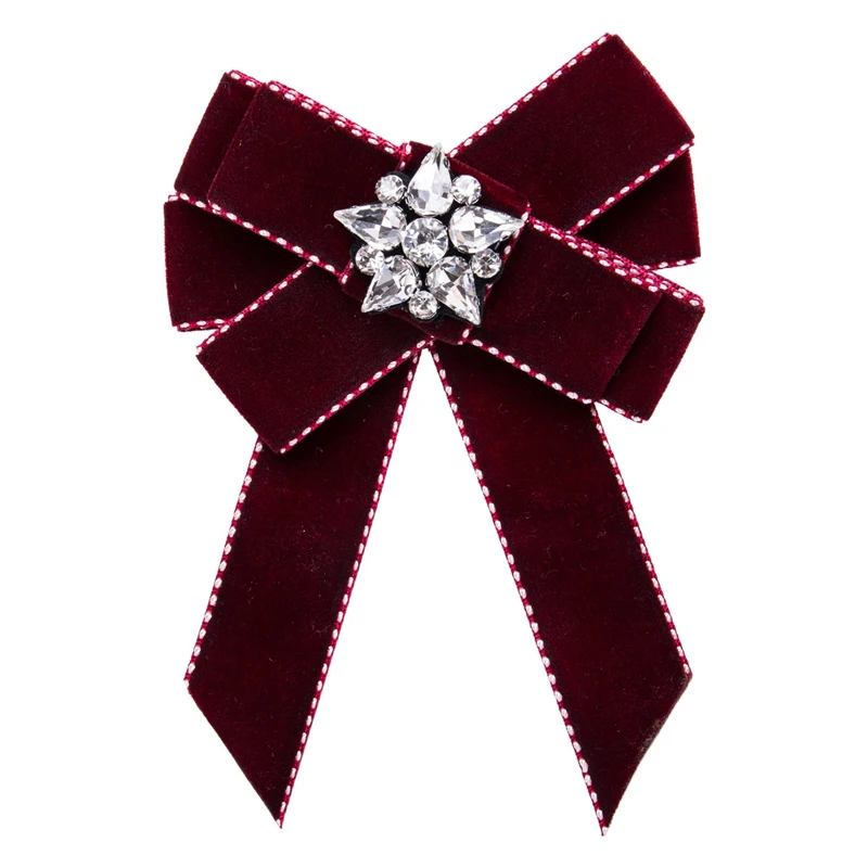 

Crystal Bow Brooches For Women Shirt Dress Collar Flannelette Bowknot Bow Tie Corsage Brooch Pins Jewelry Accessories