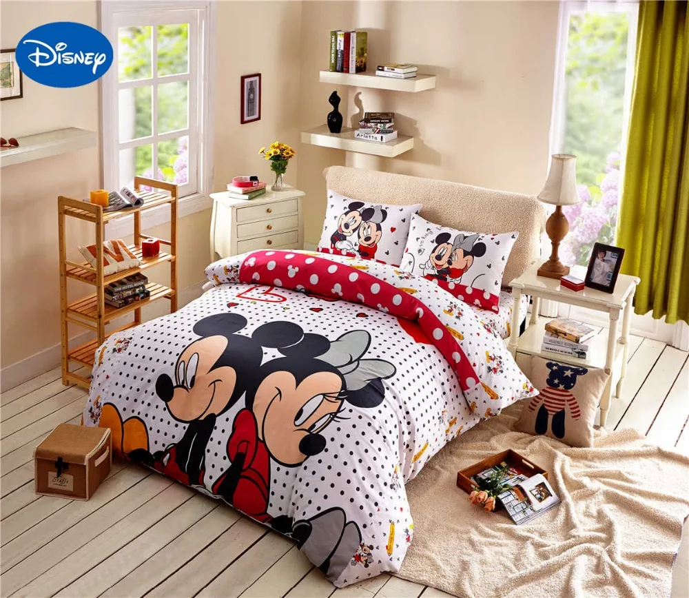 ميني ماوس طقم سرير للأطفال ديكور غرفة نوم القطن أغطية التوأم حجم حاف غطاء الفتيات المنسوجات المنزلية المفرش البولكا نقطة