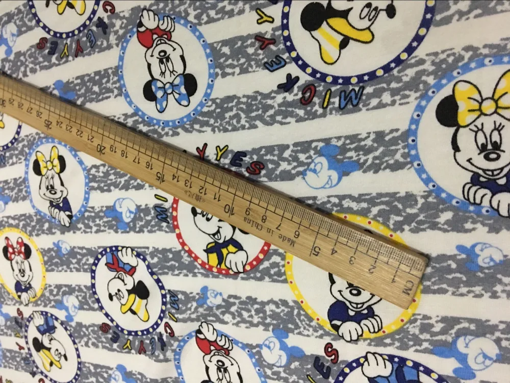 

Mickey plain cotton Lycra knitting fabric For Sewing diy Patchwork baby Child clothes boyl jacket shirt Bedding