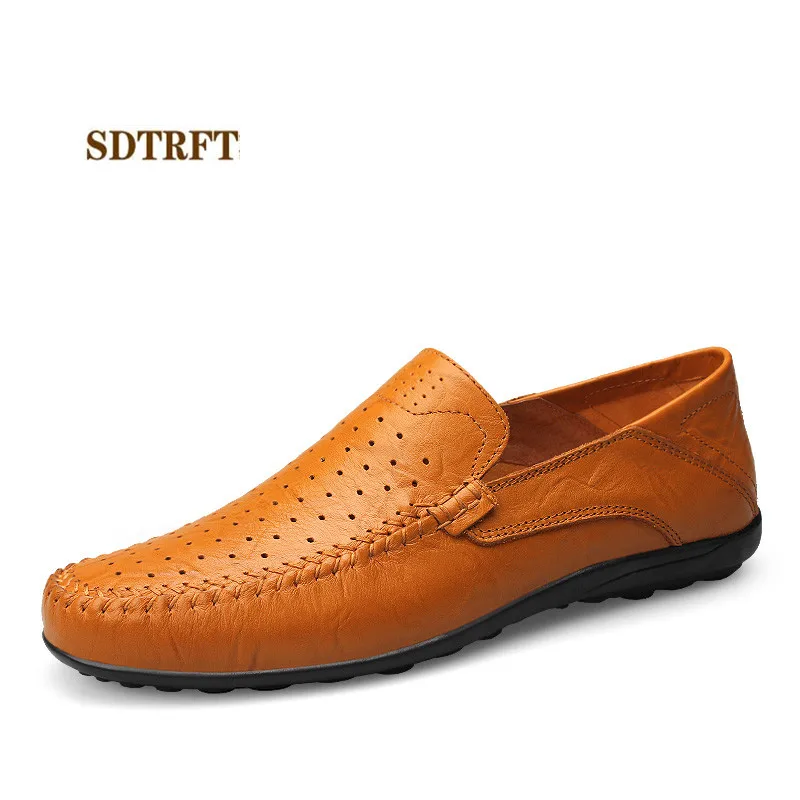 

Genuine Leather Men Breathable shoes Deodorant Driving Soft-bottom Flats Zapatos size:36 37 38-49 free shipping Hot Sale
