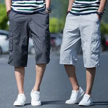 Летние Новые мужские бриджи из чистого хлопка свободное для отдыха супер большие модные удобные карманы семь брюки размер M-4XL 5XL