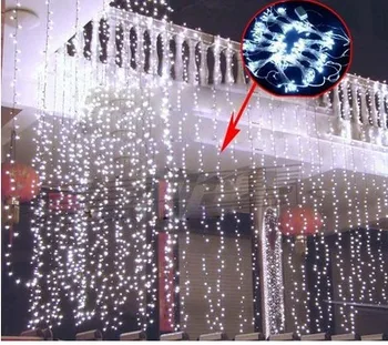

Outdoor 3M*3M 300Led Curtain Light Strings Waterproof Wedding Party Festival Background Decoration Flash Fairy String Light Lamp