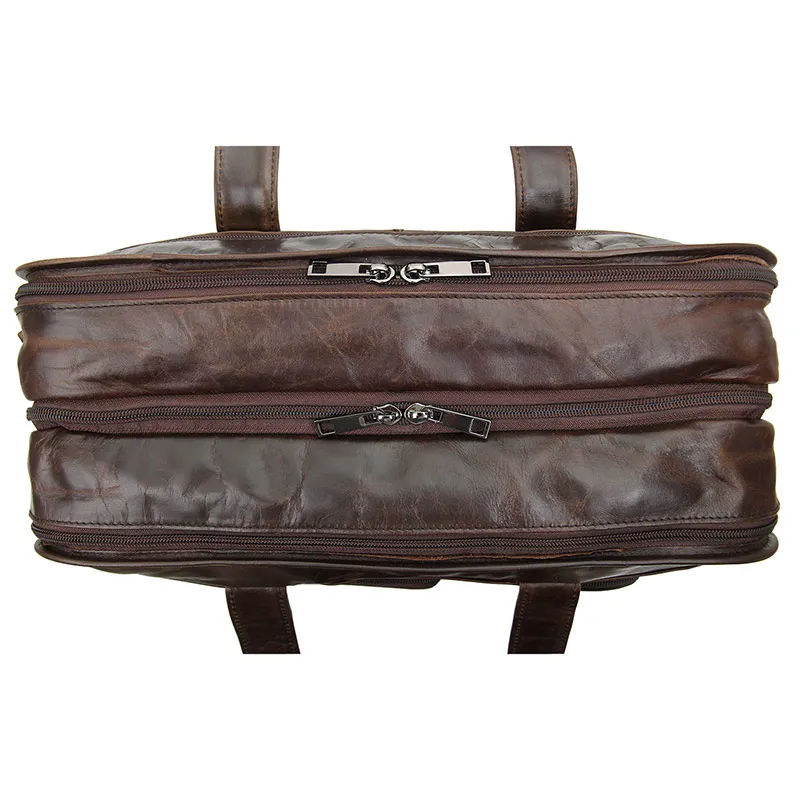 Multifunktions Männer Aktentasche Laptop Schwarzes Taschen 14 Retro Messenger tasche Rindleder Handtasche brown Bag Schultertasche Zoll Leder Echtes Business wxwP6