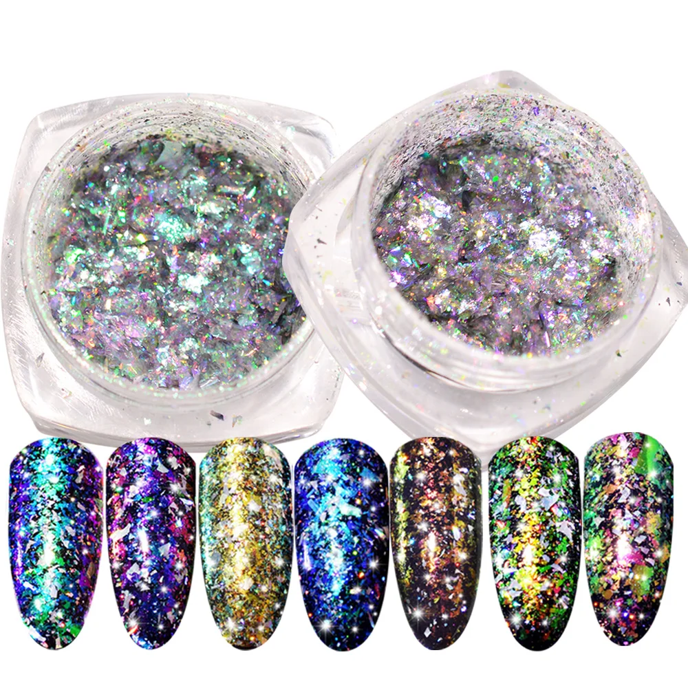 

1 Box Nail Art Glitter Powder Aurora Chameleon Holo Nail Sequins Dust Sheet Nail Glitter Manicure Nail Art Decoration BEBSZ01-12
