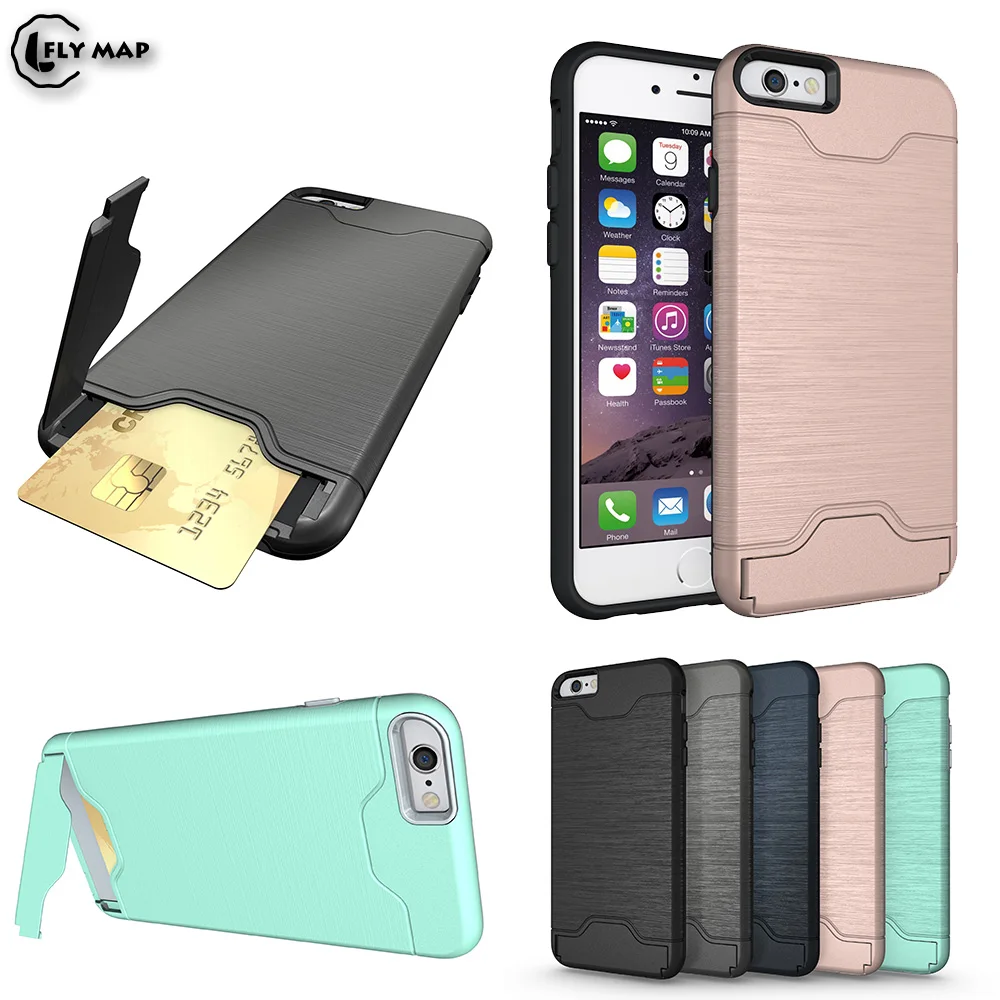 

Hidden Card Slot Phone Case for Apple iphone 6 S Plus Armor Credit Card Phone Back Cover for iphone 6s Plus Black Bumper Coque