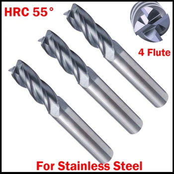 

1mm 1.5mm 2mm 2.5mm OD HRC55 Tungsten Solid Carbide 4 Flute CNC Cutting Tool Flat End Mill Milling Cutter For Stainless Steel
