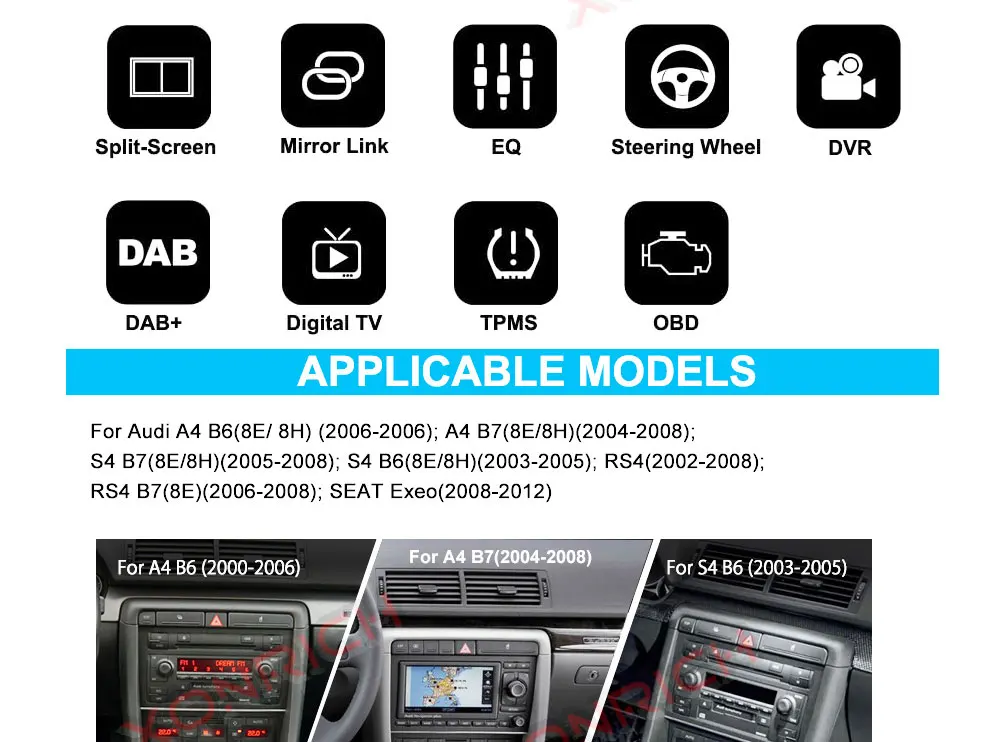 Cheap 2 Din Android Car Stereo Car Multimedia Player for Audi 2010 A4 S4 B6 B7 RS4 8E 8H 8F B9 Seat Exeo GPS DVD AutoRadio BT 3