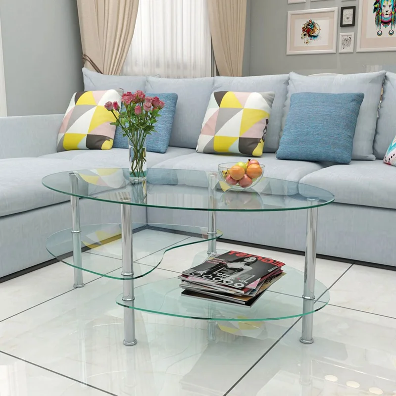 New Products Coffee Table with or Nest of Tables Clear Glass Chrome
