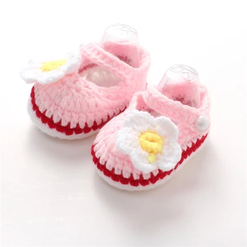 

Newborn Baby Girls Crochet Flower Crib Shoes Infant Prewalker Casual Cute Handmade Knit Sock Soft Bottom Toddler shoe 0-12M A20