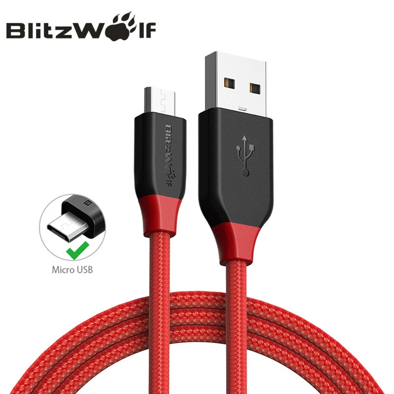BlitzWolf Micro USB Cable USB Android Data Cable Mobile Phone Cables Fast Charging Cable 1m 1.8m