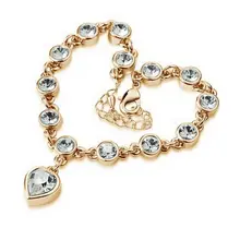 KUNIU Мода 1 шт золотой цвет с серебряным кристаллом подвесное сердечко около 23 см цепочка на запястье браслеты для женщин девушек