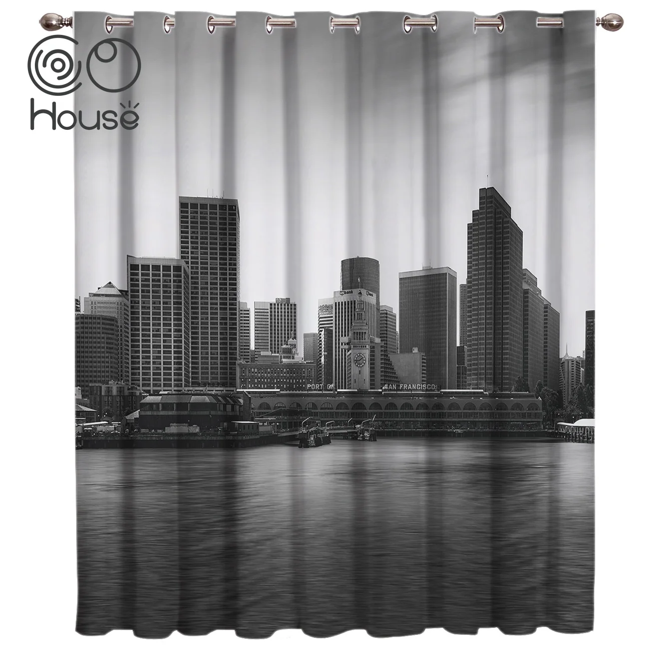 

COCOHouse Building City Ocean Ship Skyscrapers Window Treatments Curtains Valance Room Curtains Large Window Window Curtains