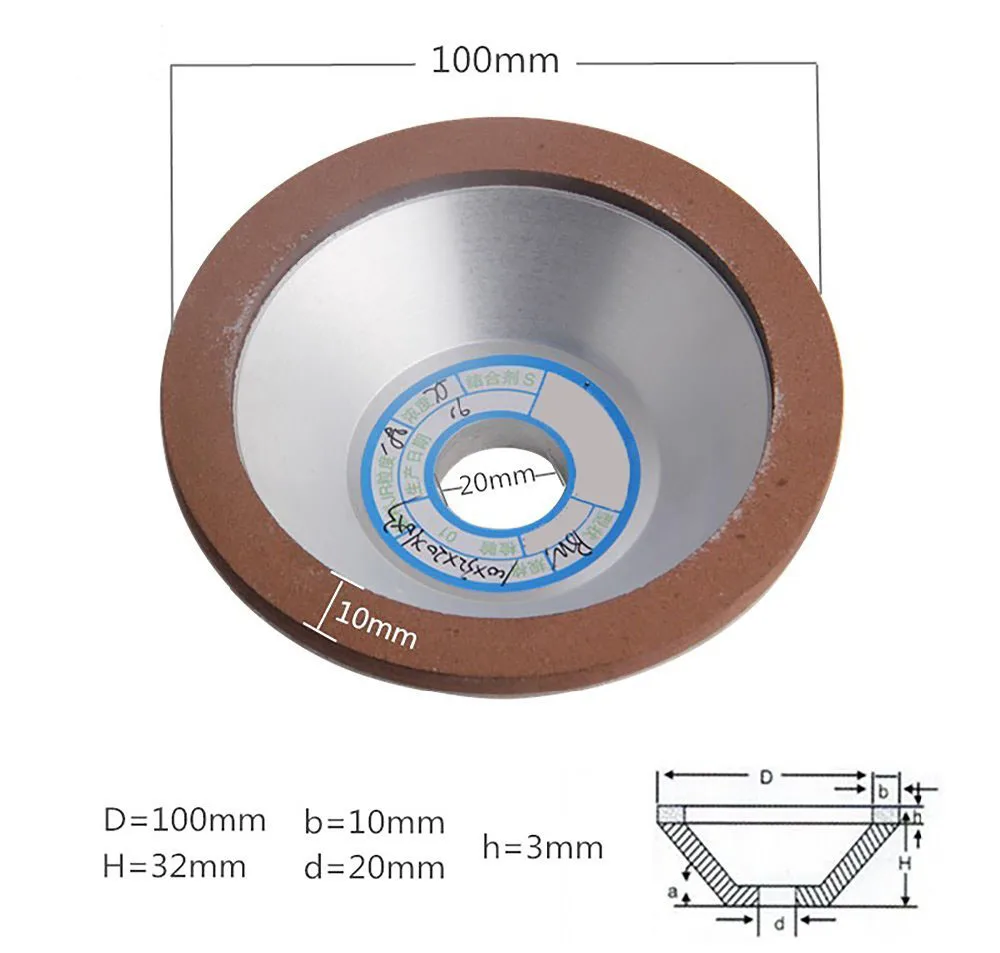 Diamond Grinding Wheel 100mm 150/180/240/320 Grain Cutting Saw Blade
