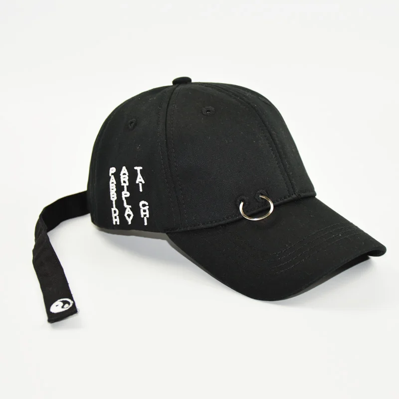 HAPPYTAIL Unisex 2017 Hip Hop Black Baseball Cap with Rings Letter
