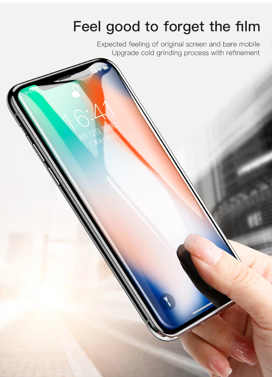 Защитная пленка для экрана Baseus для iPhone X из закаленного стекла, ультратонкая, анти-синий светильник, полноэкранная передняя крышка для iPhone X, стеклянная пленка