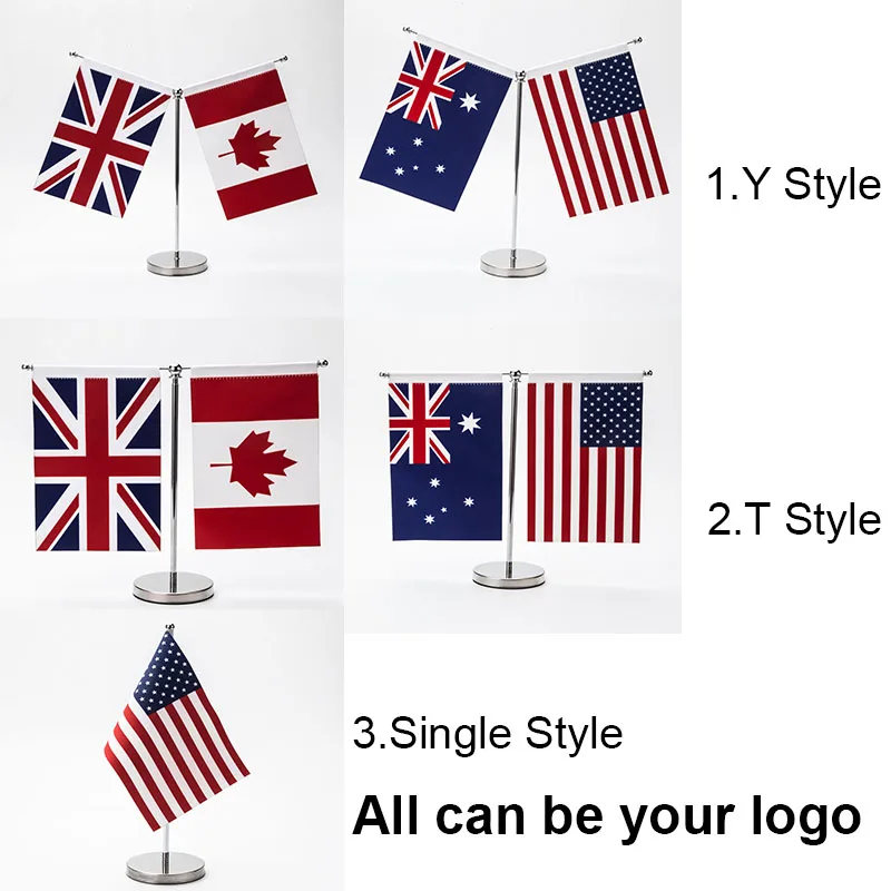 Table flag with stainless steel standard Australia U.S.A 14*21CM High