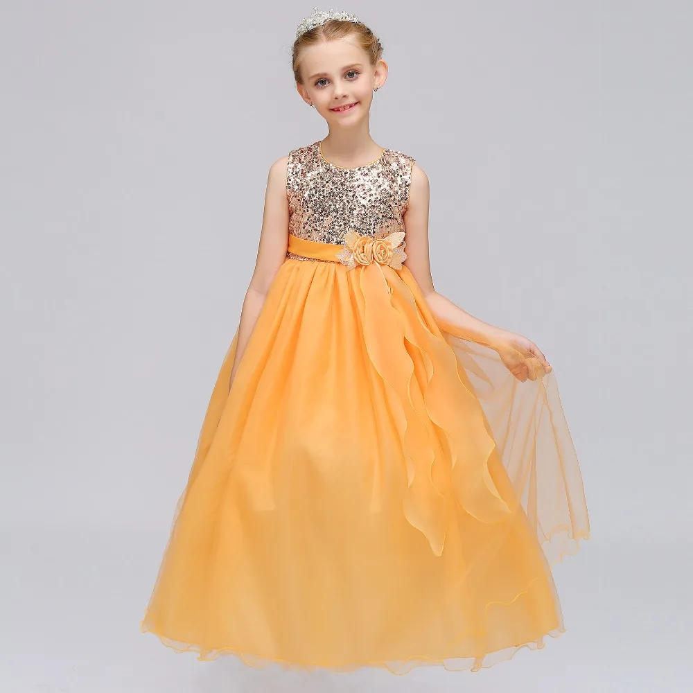 

princess dress girls costumes 2018 summer sequined patchwork mesh girls wedding party dresses children costume for girls 4-13T