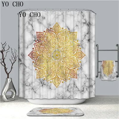 YO CHO Высококачественная необычная Цветочная занавеска для душа Экологичная занавеска для ванной из полиэфира Свадебные украшения занавески крючки - Цвет: type 7