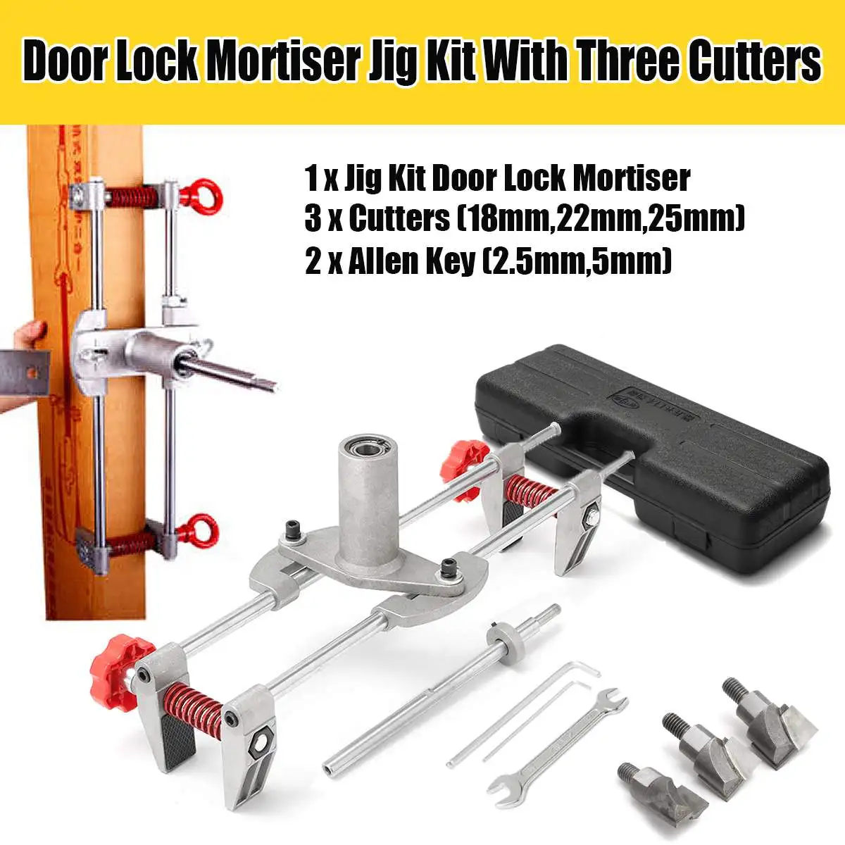 

NEW 8Pcs Mortice Door Fitting Jig Lock Mortiser DBB Key JIG1 With 3 Cutters Case NEW Tool Maintenance Set