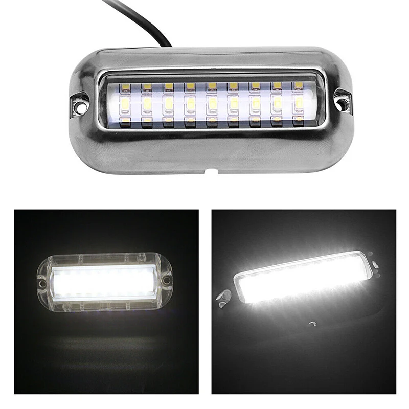 

Transom Ship Beam Lamp Waterproof 10-30 VDC 120° Beam Stainless Steel 27LED White LED Light Underwater Pontoon Boat Practical