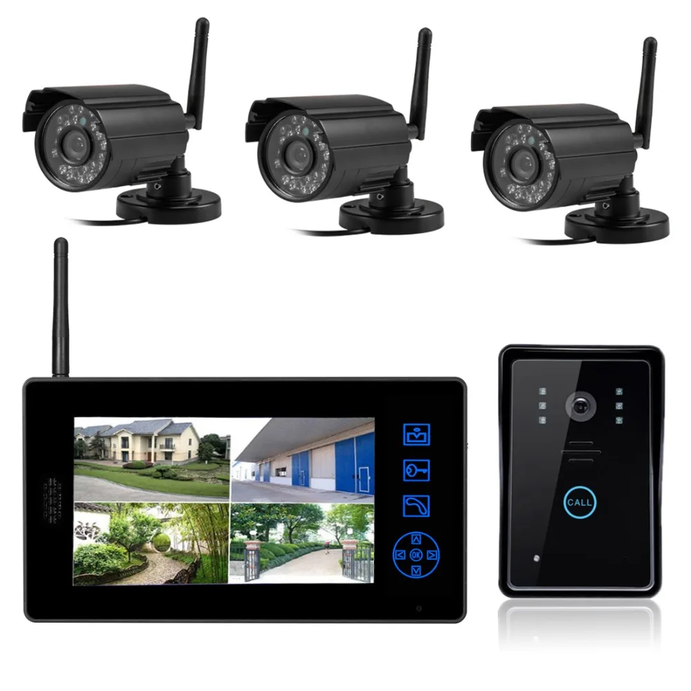 SmartYIBA " 2,4G DVR беспроводной домофон 2 способ аудио видео камеры наблюдения система видео домофон сенсорный ключ монитор дверной Звонок