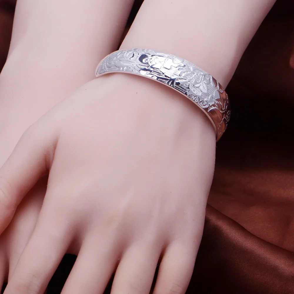 

Simple Dainty Elegant Leaf Flower Bracelets For Women Bangles Lover Head Bracelet Bangle Charm Silver Metal Jewelry