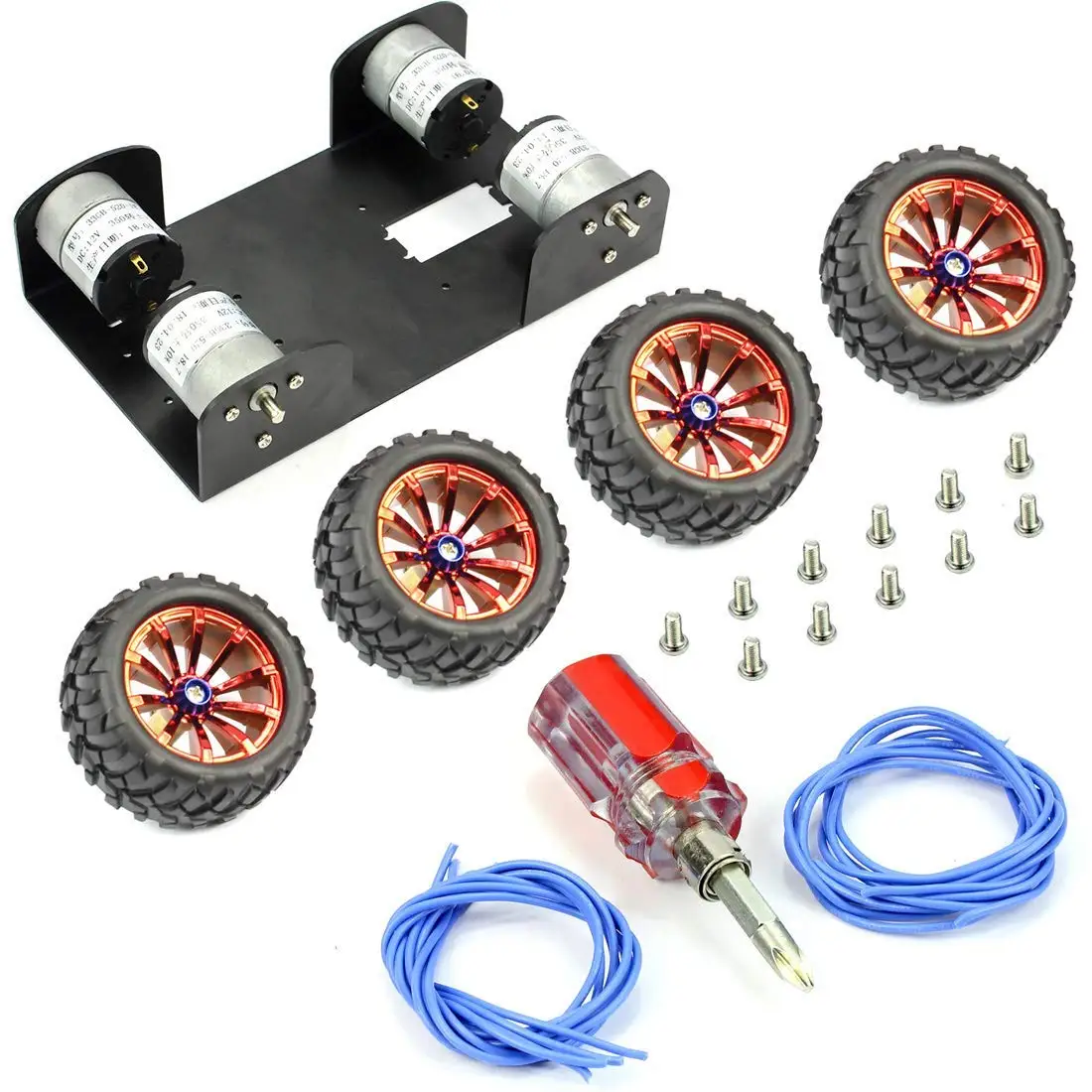 4WD Chassis with 72mm Diameter ABS Wheel 12V DC Metal Motor Robotic for