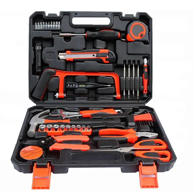 

45 pcs Garage and Home Tool Kit with Claw Hammer Wrench Pliers Screw Bits Tool Set in Box For Home Office Yard garden