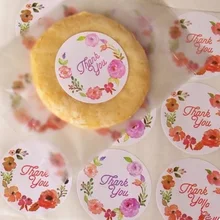 120 шт 3,5x3,5 см цветок спасибо стикер пирог печенье конфеты бирки на сумку креативная бумажная печать клей декоративные наклейки на заказ s
