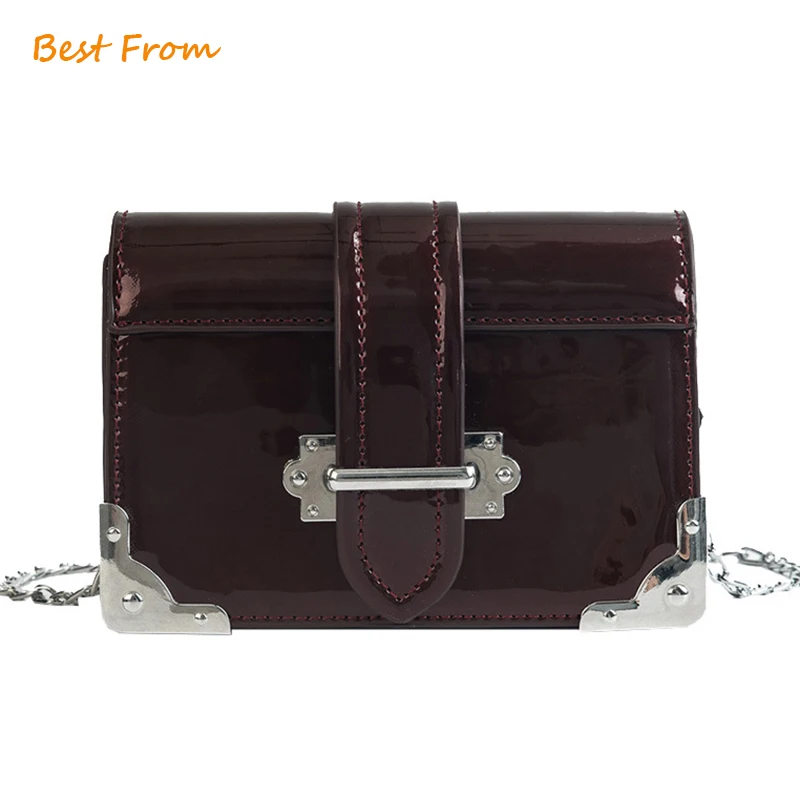 

Retro Vintage Messenger Bag Famous Brand Patent Leather Mini Bag Women Shoulder Bags Crossbody Rivet Bag Pink Wine Taschen Leder