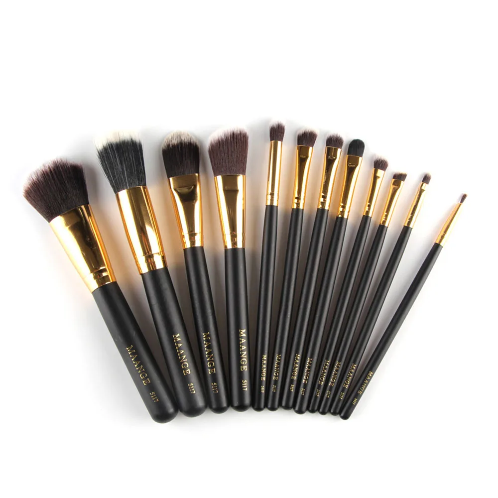 

HTHL-MAANGE 12Pcs Makeup Brush Set Professional Cosmetic Makeup Brush Foundation Eyeshadow Eyeliner Brush Kits(black+gold)