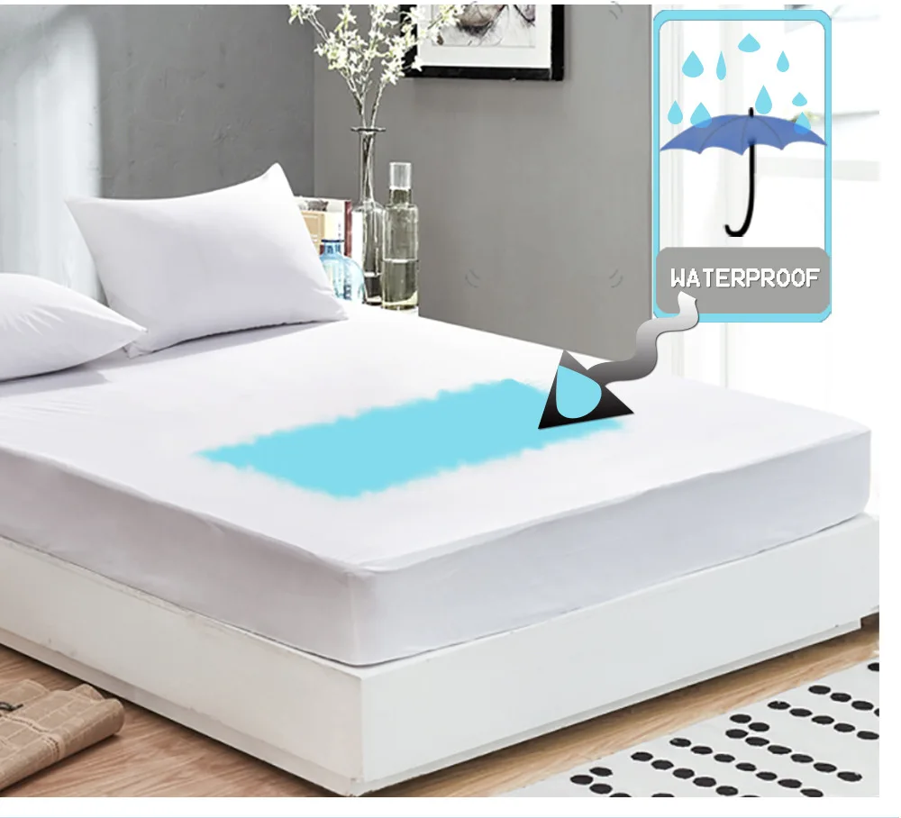 

Enipate Anti-mite Bed Mattress Protection Pad Smooth Waterproof Mattress Protector Cover for Bed Wet Breathable Hypoallergenic