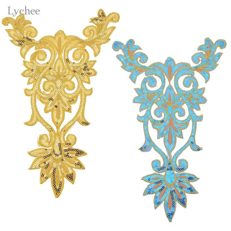 

Lychee Sequins Flower Patch Clothes Embroidered Sew On Patches DIY Handmade Sewing Craft Appliques Garment Accessory