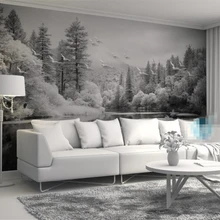 Пользовательские обои для гостиной спальни Фреска скандинавские черно-белые лесные озера ТВ фон Настенная роспись 3d обои Beibehang