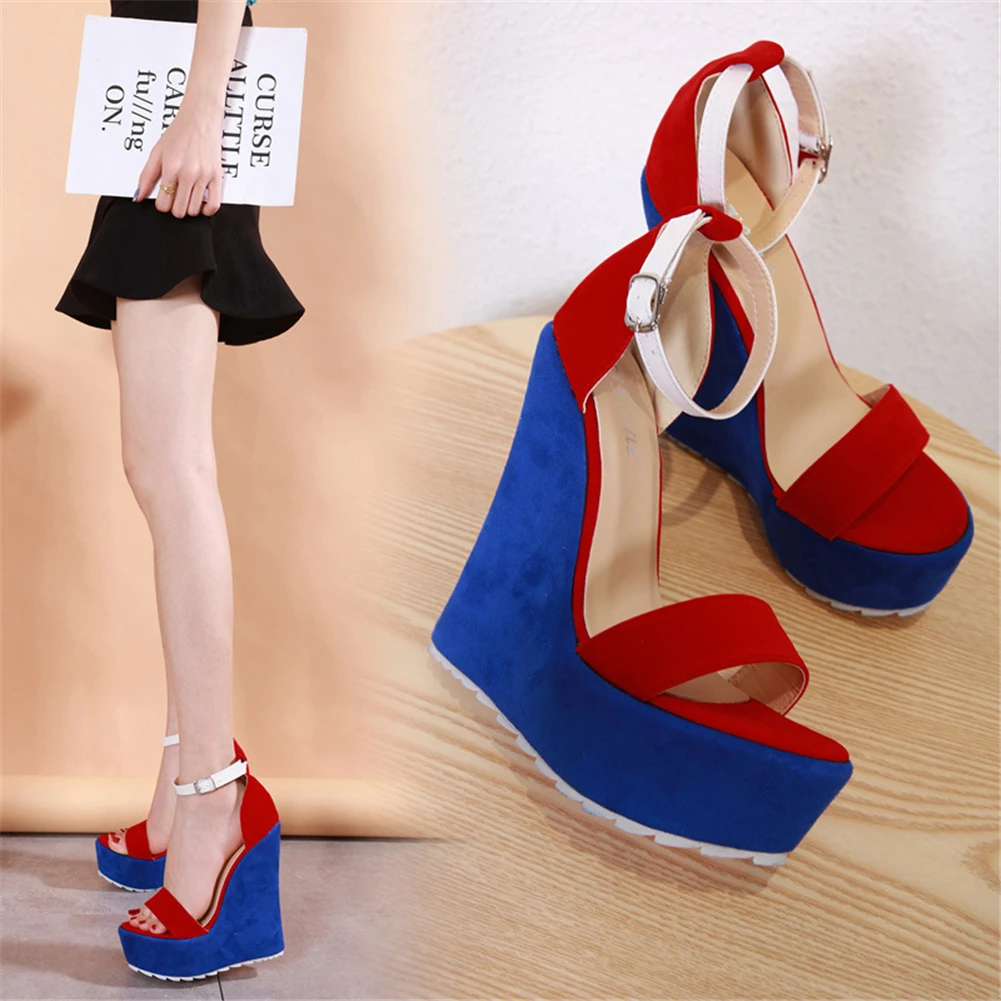 

RIBETRINI New Hot Sale Big Size 35-40 Ladies Wedges High Heels Platform Shoes Woman Casual Party Summer Sandals 2019 Women Shoes